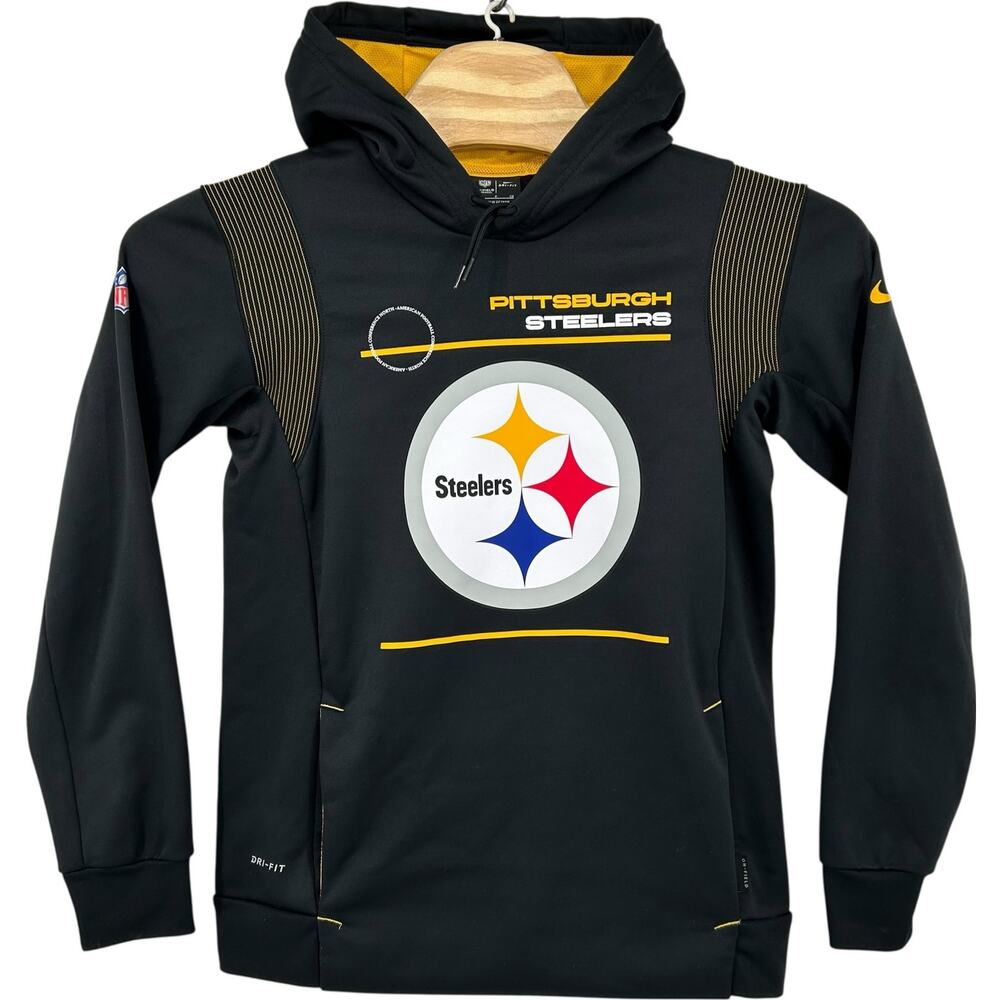 Men's Black Nike Therma On Field Pittsburgh Steelers NFL Hoodie Sweatshirt Sz S